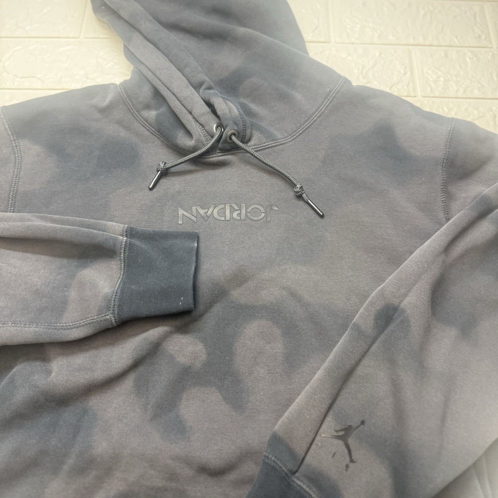 Nike Jordan Hoodie with Upside Down Logo Black and Grey Size Large